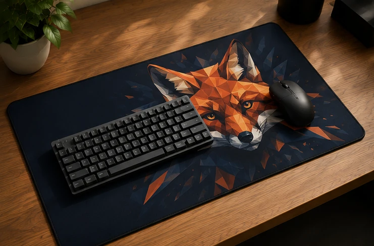 Desk mat in a finished setup