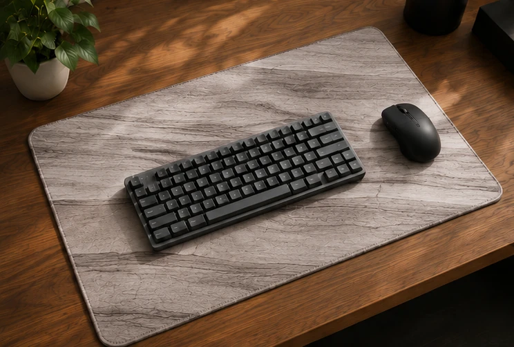 Macro Grain Study on a desk with a keyboard and mouse