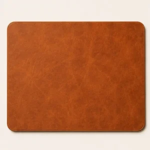 Tan leather-textured mouse mat with visible grain