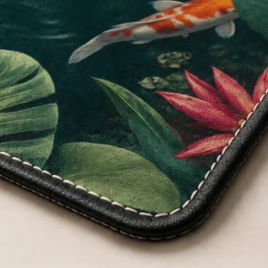 Close-up of the weave and stitched edge of the The Signature Custom Mat